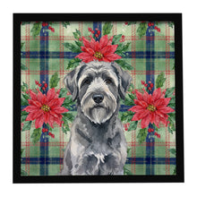 Load image into Gallery viewer, Gray Bouvier des Flandres Christmas PoinsettIas Framed Metal Print