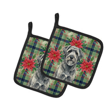 Load image into Gallery viewer, Gray Bouvier des Flandres Christmas PoinsettIas Pair of Pot Holders