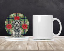 Load image into Gallery viewer, Gray Bouvier des Flandres Christmas PoinsettIas Large Sandstone Coasters Pack of 4