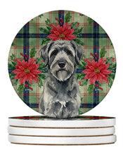 Load image into Gallery viewer, Gray Bouvier des Flandres Christmas PoinsettIas Large Sandstone Coasters Pack of 4