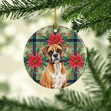 Load image into Gallery viewer, Boxer Christmas PoinsettIas Ceramic Ornament