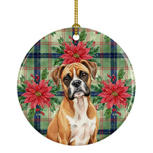 Load image into Gallery viewer, Boxer Christmas PoinsettIas Ceramic Ornament