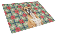 Load image into Gallery viewer, Boxer Christmas PoinsettIas Glass Cutting Board