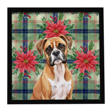 Load image into Gallery viewer, Boxer Christmas PoinsettIas Framed Metal Print