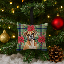 Load image into Gallery viewer, Boxer Christmas PoinsettIas Hanging Square Fabric Ornament 3.5 x 3.5