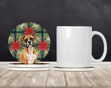 Load image into Gallery viewer, Boxer Christmas PoinsettIas Large Sandstone Coasters Pack of 4