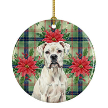 Load image into Gallery viewer, White Boxer Christmas PoinsettIas Ceramic Ornament