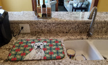 Load image into Gallery viewer, White Boxer Christmas PoinsettIas Dish Drying Mat