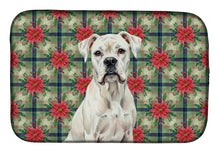 Load image into Gallery viewer, White Boxer Christmas PoinsettIas Dish Drying Mat