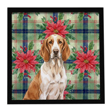 Load image into Gallery viewer, Bracco Italiano Christmas PoinsettIas Framed Metal Print