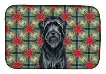 Load image into Gallery viewer, Black Briard Christmas PoinsettIas Dish Drying Mat