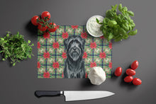 Load image into Gallery viewer, Black Briard Christmas PoinsettIas Glass Cutting Board