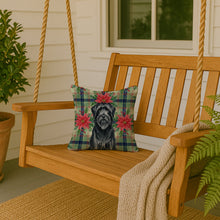 Load image into Gallery viewer, Black Briard Christmas PoinsettIas Throw Pillow