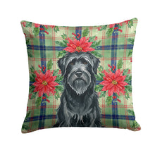 Load image into Gallery viewer, Black Briard Christmas PoinsettIas Throw Pillow