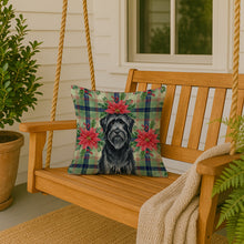 Load image into Gallery viewer, Black Briard Christmas PoinsettIas Throw Pillow