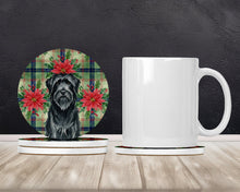 Load image into Gallery viewer, Black Briard Christmas PoinsettIas Large Sandstone Coasters Pack of 4