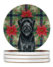 Load image into Gallery viewer, Black Briard Christmas PoinsettIas Large Sandstone Coasters Pack of 4