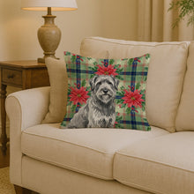 Load image into Gallery viewer, Gray Briard Christmas PoinsettIas Throw Pillow