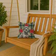 Load image into Gallery viewer, Gray Briard Christmas PoinsettIas Throw Pillow