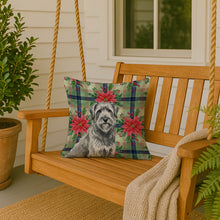 Load image into Gallery viewer, Gray Briard Christmas PoinsettIas Throw Pillow