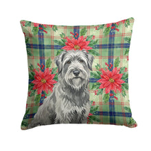 Load image into Gallery viewer, Gray Briard Christmas PoinsettIas Throw Pillow