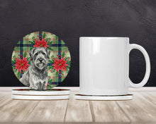 Load image into Gallery viewer, Gray Briard Christmas PoinsettIas Large Sandstone Coasters Pack of 4