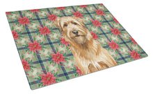 Load image into Gallery viewer, Tawny Briard Christmas PoinsettIas Glass Cutting Board