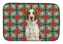Load image into Gallery viewer, Liver and White Brittany Christmas PoinsettIas Dish Drying Mat