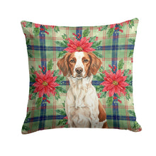 Load image into Gallery viewer, Liver and White Brittany Christmas PoinsettIas Throw Pillow