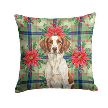 Load image into Gallery viewer, Liver and White Brittany Christmas PoinsettIas Throw Pillow