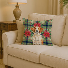 Load image into Gallery viewer, Orange and White Brittany Christmas PoinsettIas Throw Pillow