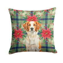 Load image into Gallery viewer, Orange and White Brittany Christmas PoinsettIas Throw Pillow