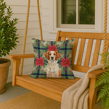 Load image into Gallery viewer, Orange and White Brittany Christmas PoinsettIas Throw Pillow