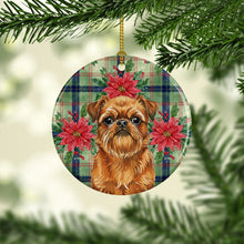 Load image into Gallery viewer, Belge Brussels Griffon Christmas PoinsettIas Ceramic Ornament