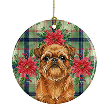 Load image into Gallery viewer, Belge Brussels Griffon Christmas PoinsettIas Ceramic Ornament