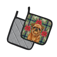Load image into Gallery viewer, Belge Brussels Griffon Christmas PoinsettIas Pair of Pot Holders