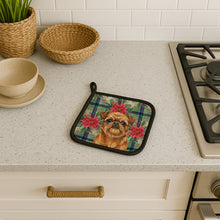 Load image into Gallery viewer, Belge Brussels Griffon Christmas PoinsettIas Pair of Pot Holders
