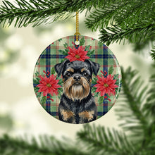 Load image into Gallery viewer, Black and Tan Brussels Griffon Christmas PoinsettIas Ceramic Ornament