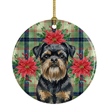 Load image into Gallery viewer, Black and Tan Brussels Griffon Christmas PoinsettIas Ceramic Ornament