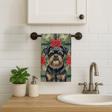 Load image into Gallery viewer, Black and Tan Brussels Griffon Christmas PoinsettIas Kitchen Towel