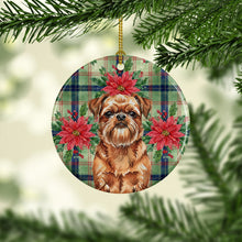 Load image into Gallery viewer, Red Brussels Griffon Christmas PoinsettIas Ceramic Ornament