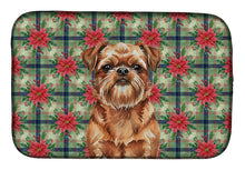 Load image into Gallery viewer, Red Brussels Griffon Christmas PoinsettIas Dish Drying Mat