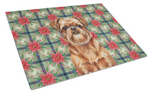 Load image into Gallery viewer, Red Brussels Griffon Christmas PoinsettIas Glass Cutting Board