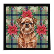 Load image into Gallery viewer, Red Brussels Griffon Christmas PoinsettIas Framed Metal Print