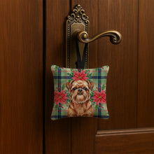 Load image into Gallery viewer, Red Brussels Griffon Christmas PoinsettIas Hanging Square Fabric Ornament 3.5 x 3.5