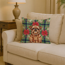 Load image into Gallery viewer, Red Brussels Griffon Christmas PoinsettIas Throw Pillow
