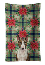 Load image into Gallery viewer, Brindle and White Bull Terrier Christmas PoinsettIas Kitchen Towel