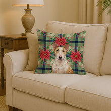 Load image into Gallery viewer, Fawn and White Bull Terrier Christmas PoinsettIas Throw Pillow