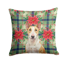 Load image into Gallery viewer, Fawn and White Bull Terrier Christmas PoinsettIas Throw Pillow