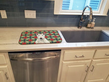 Load image into Gallery viewer, White Bull Terrier Christmas PoinsettIas Dish Drying Mat